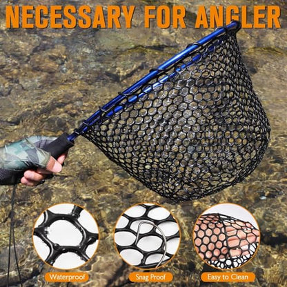 Rubber Fishing Net Replacement Netting Without Handle Clear Black Fishing Nets for Fish Fly Fish Landing Net Bag for Freshwater Saltwater Foldable Trout Net Rubber Mesh 5 Sizes White Black Red