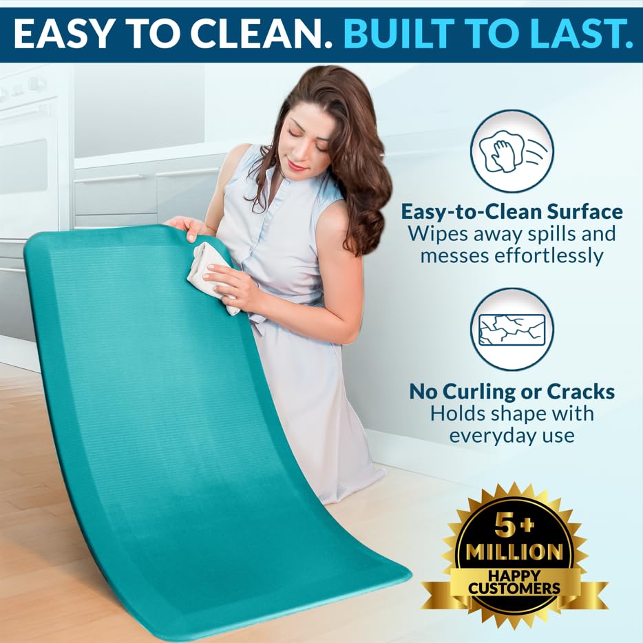 ComfiLife Anti Fatigue Floor Mat – 3/4 Inch Thick Perfect Kitchen Mat, Standing Desk Mat – Comfort at Home, Office, Garage – Durable – Stain Resistant – Non-Slip Bottom (20" x 32", Teal)