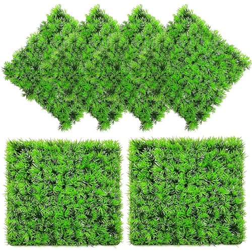6 PCS Aquarium Grass Mat Decorations,Artificial Plastic Plant Lawn for Fish Tank Plants Landscape Ornament,Fish Tank Decor Green Carpet with Suction Cups for Freshwater & Saltwater - size: 6PCS-9.8" x 9.8" x 1.4"