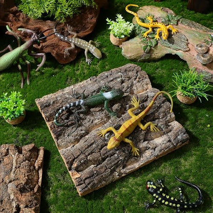 Totority Cork Bark Background 4-Piece Natural Cork Bark Sheets 3D Terrarium Backdrop for Bearded Dragon Gecko Lizard Frog Tank or Aquarium, Easy-Place Reptile Habitat Decor