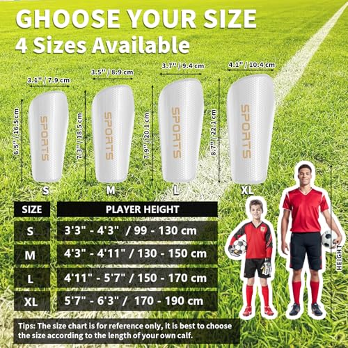 LPONJAR Soccer Shin Guards for Kids Youth Adults - color: White, size: Large ( 4'11" - 5'7" Tall )