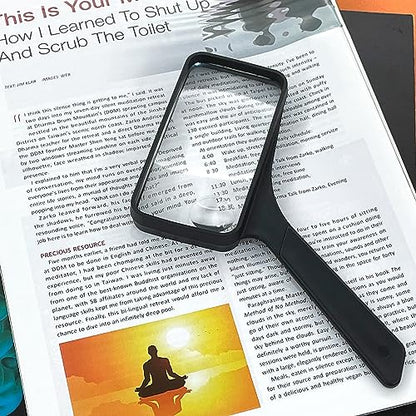 MAGDEPO 3X/5X Rectangular Large Handheld Magnifying Glass Bifocal Magnifier Acrylic Lens for Senior, Low Vision Reading Small Texts on Bottle, Labels, Menus, Hobbies