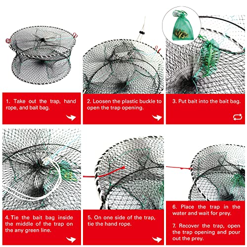 Crab Spring Trap 2 pcs - Bait Trap for Lobster, Crawfish, Shrimp, Portable Folding Collapsible Fishing Traps Nets Fishing Accessories - style: 2pcs X Crab Trap - Large