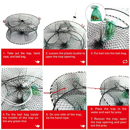 Crab Spring Trap 2 pcs - Bait Trap for Lobster, Crawfish, Shrimp, Portable Folding Collapsible Fishing Traps Nets Fishing Accessories - style: 2pcs X Crab Trap - Large