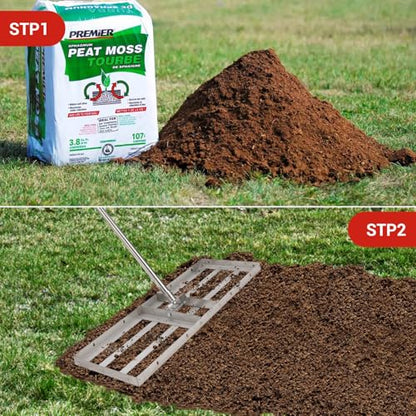 36 Inch Heavy-Duty Hand-Pushed Land Leveler with Stainless Steel Plate, Lawn Leveling Rake & Soil Tool for Leveling Garden/Yard Ground, Sand & Topdressing, Durable Leveling Equipment