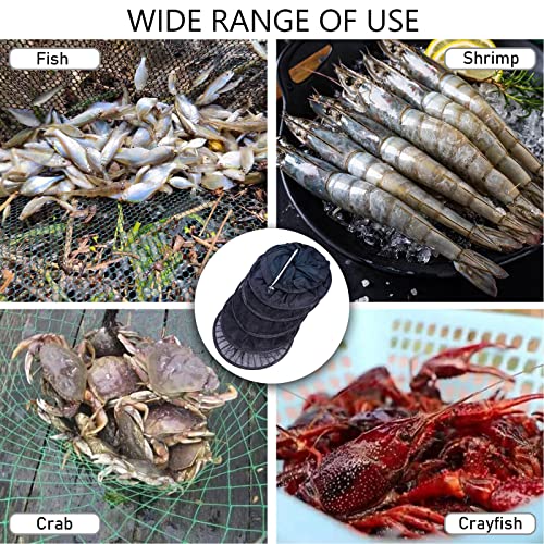 Fishing Cage Basket, Collapsible Nylon Fish Baskets, Fish Keeping Net with Anchor Bolt, for Minnows,Crab,Shrimp,Crawfish-Black(60X13 in)