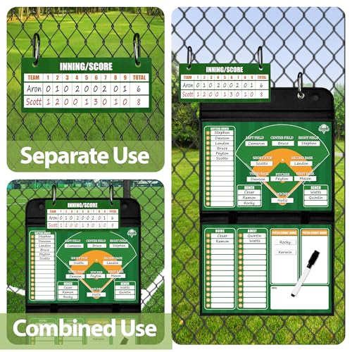Magnetic Baseball Coach Clipboard, Dry Erase Coach Lineup Board, Premium Tactical Baseball Coaching Board with 40 Lineup Cards and Marker, Dugout Display Softball Coaching Accessories - color: C-foldable