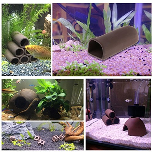 Aquarium Decoration Rock Cave Ceramic Shelters Shrimp Habitat Breeding Tube Fish for Tank Decor for Betta Fish Hiding Cave Tube