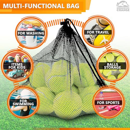12 Pcs Mesh Laundry Bags Drawstring, 12.6x15.5 In, Polyester (Black)