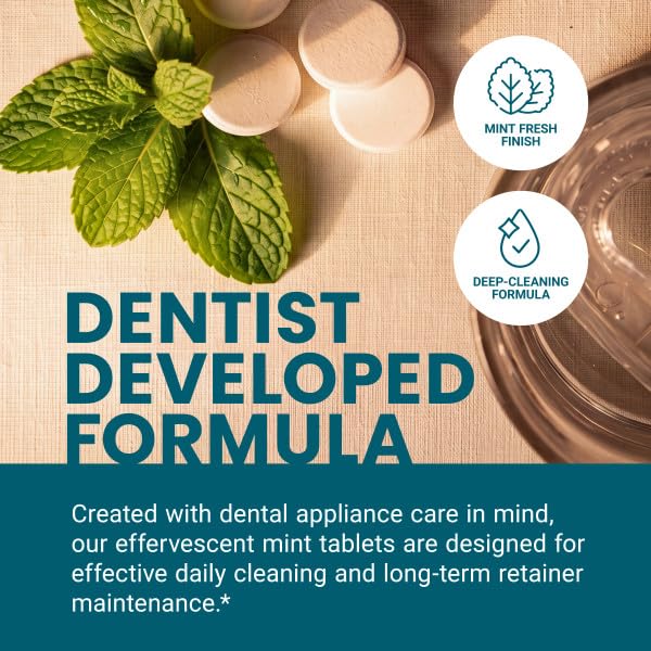 Retainer Cleaner Tablets, Denture Cleaner, Mint, 4 Month Supply by M3 | Compatible with Retainer Cleaner Machine & Ultrasonic Retainer Cleaner, Helps Remove Tough Stains, Buildup, Odors & Plaque - size: 120 Count (Pack of 1)