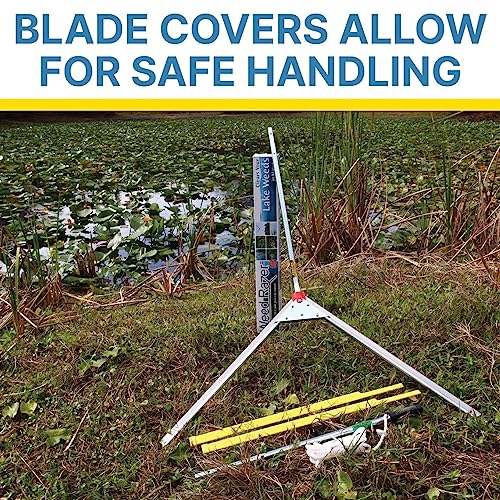Jenlis Weed Razer Express, Lake Weed Cutter, Compact Aquatic Pond Plant Cutting Tool, Sharp Razor Blades Shear Cattail, Reed, Phragmites Lilly & Chara Algae, 30” Inch Cut Width, 25 Foot Throw Rope