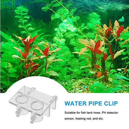 Yardwe Dual Slot Tube Clamp for Aquarium Acrylic Holder Fixing Clip Air Pump Tubing Mount