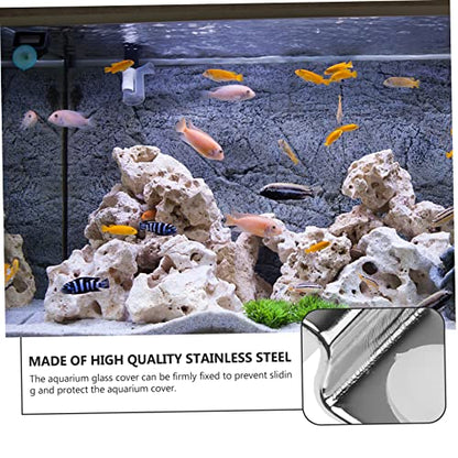 Stainless Steel Fish Tank Cover Brackets 4Pcs Aquarium Lid Clips Secure Support for 5mm Glass Aquarium Lid Fish Tank Accessories