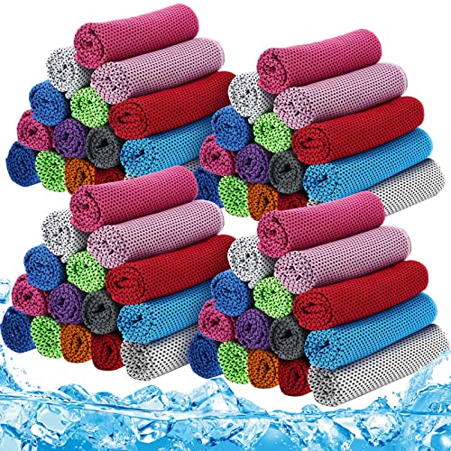 Redbaker 90 Pcs Cooling Towels Bulk for Neck Face 40"x12",Coloful