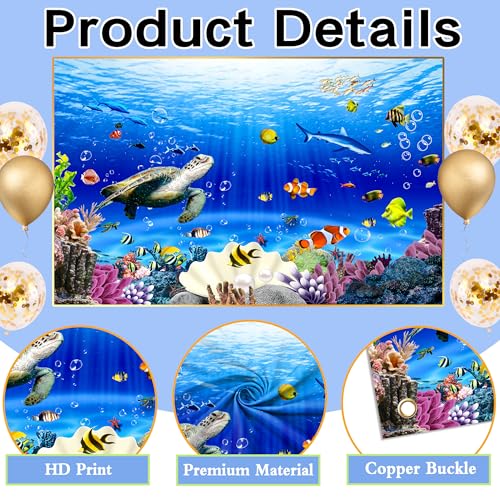 Under the Sea Backdrop 20x10 FT Underwater Photo Backdrops Ocean Corals Fish Decorations Background Adult Baby Shower Birthday Party Photo Booth Props - size: 20x10 FT