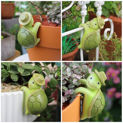 Cabilock Resin Climbing Turtle Pot Hugger Miniature Tortoise Plant Pot Hanger for Flower, Aquarium & Fence Cute Animal Garden Statue, Outdoor & Indoor Decor, Green