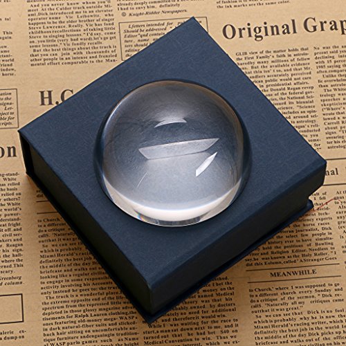 OwnMy 4" Crystal Glass Magnifier, Glide Paperweight Magnifying Glass Dome, Crystal Half Ball Sphere Lens for Photography/Decoration, Reading Aid - size: 4x2 Inch (Pack of 1)