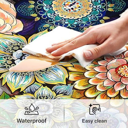 Boho Floral Kitchen Rugs Mats for Floor 2 Piece Memory Foam Padded Kitchen Mats Anti Fatigue Non Slip Cushioned Comfort Standing Mat, 17.3x28+17.3x47 Inch