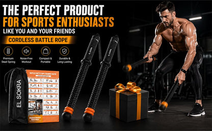 Cordless Battle Ropes (29.5"L x 1.5"W x 1.5"H), Weighted Gym Rope