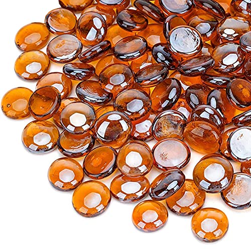 OnlyFire Fire Pit Glass Rocks 10 lbs, High Luster Fire Glass Beads 1/2 Inch, Tempered Glass Marbles for Propane/Natural Gas Fire Pit, Fireplace, Multicolor & Blends Available - color: Caramel