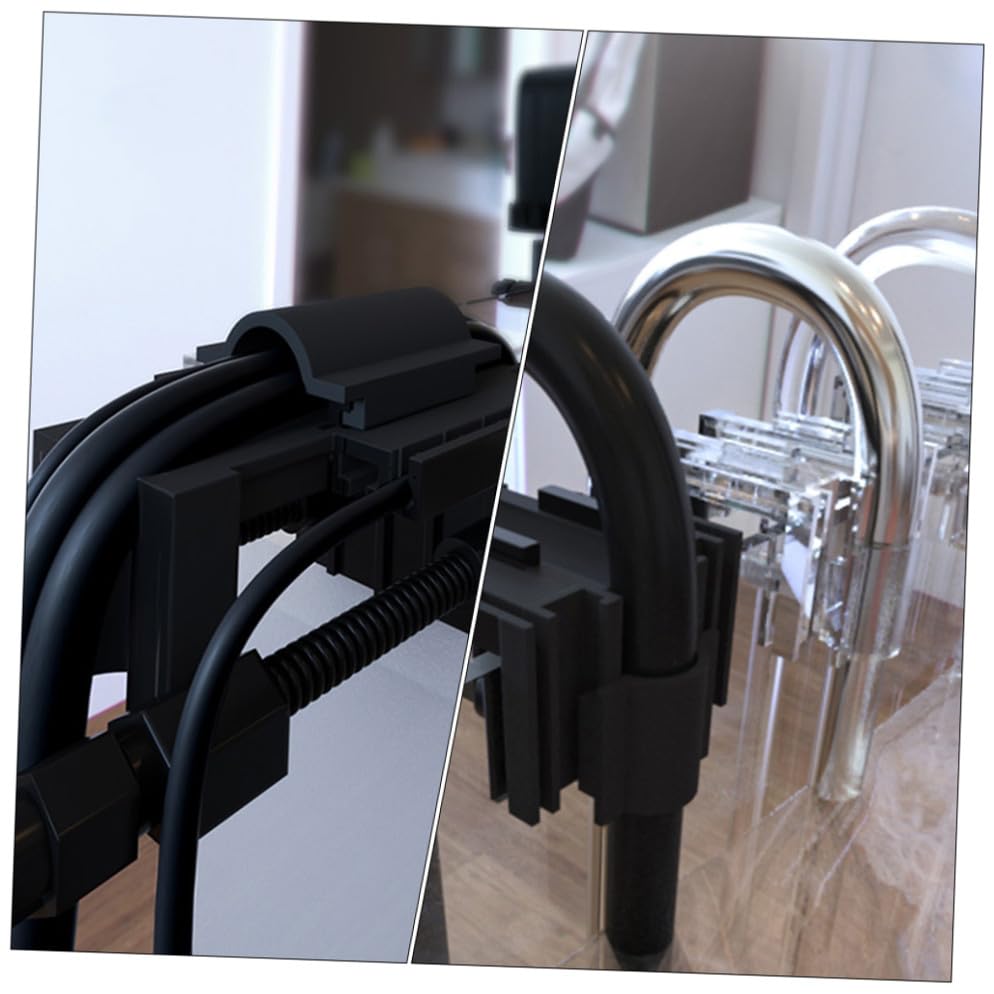 Abaodam 2Pcs Fish Tank Fixed Clips Multifunctional Aquarium Holder Durable Fish Tank Pipe Clamp with Groove Design for Organizing Wires and Preventing Abrasion