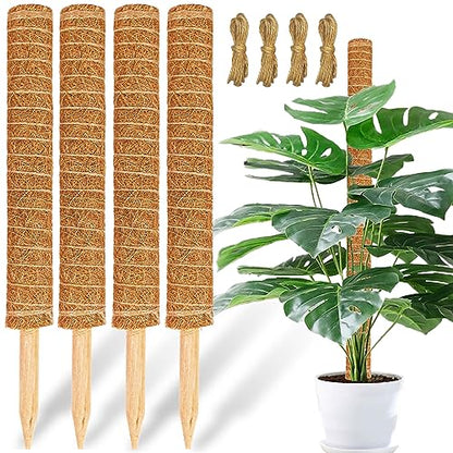 【4 Pack】 JJGoo Moss Pole, 17 inch Coco Coir Totem Poles Extending to 53 Inches, Plant Support Stick Plant Poles for Indoor Plants Climbing Plants Monstera, Sphagnum, Pothos