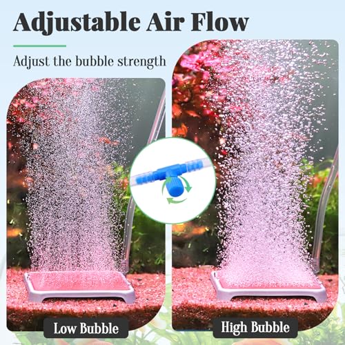 hygger Aquarium Air Stone, 3.23 Inch Nano Air Stone Make Super Tiny Bubble, Ultra Quiet Dissolved Oxygen Diffuser Small Airstone with Stainless Steel Base for Aquarium, Fish Tank & Hydroponic, Square