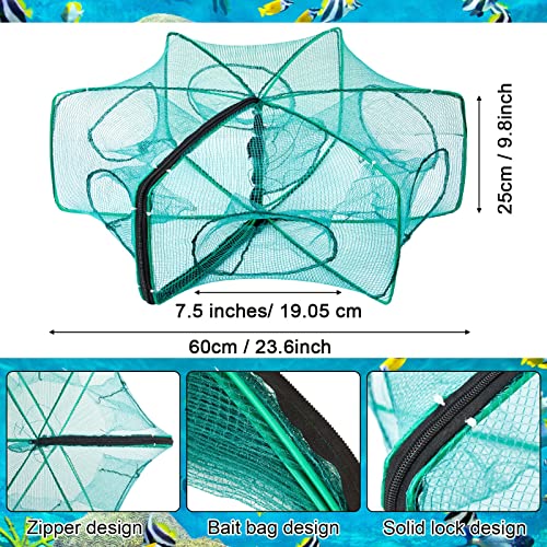 3 Pcs Minnow Trap, Include 2 Fishing Bait Trap 1 Cylindrical Hexagon Crab Crawfish Trap, Lobster Shrimp Collapsible Cast Nets Portable Folded Fishing Accessories,12x21.65 Inches