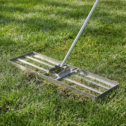 Goplus 36" x 10" Lawn Leveling Rake, Effort-Saving Landscape Lawn Tool with Ergonomic Handle for Soil, Garden, Backyard, Golf Course, Farm, and Pasture, Black (Sliver) - color: Sliver