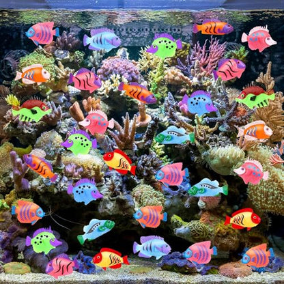 72Pcs Plastic Fish Toys - Tropical & Mini Plastic Fish Set for Children's Party Supplies and Decoration