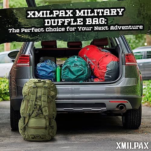 100L Large Military Duffle Bag Deployment Duffel Bag Sports Equipment Travel Luggage Bag with Detachable Backpack Straps… - color: Olive Green