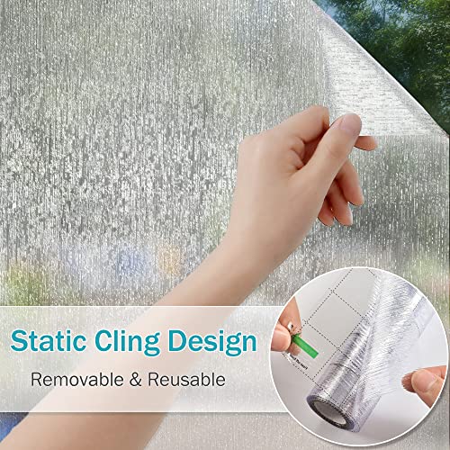 Rain Glass Window Film Privacy Static Window Clings Decorative Glass Sticker for Home Office Removable UV Protection Heat Control 17.7 x 78.7 inches