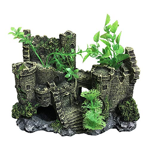SLOCME Aquarium Medieval Resin Castle Decoration - Realistic Fish Tank Castle Accessory, Shelter for Betta Fish & Reptile