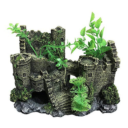 SLOCME Aquarium Medieval Resin Castle Decoration - Realistic Fish Tank Castle Accessory, Shelter for Betta Fish & Reptile