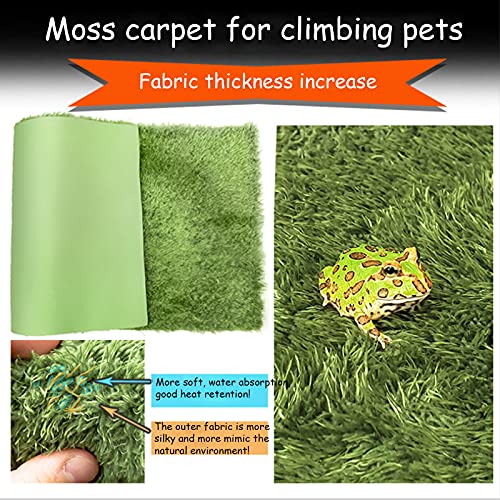 2 PCS Reptile Carpet Mat Terrarium Bedding Substrate Liner Mat Imitation Rainforest Crawler Mats for Snakes Bearded Dragon Gecko Chameleon Turtles Iguana（23.62 X 15.74 in）