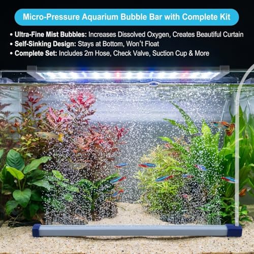13.8 Inch Aquarium Bubble Strip, Bubble Curtain Wall Aquarium Air Stone Kit, Quiet Oxygen Diffuser, Fish Tank Bubbler Decorations for Freshwater Saltwater