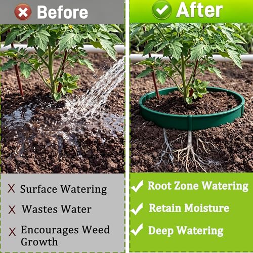24 Pieces Planting Grow Rings, Interlocking Garden Ring Plant Rings for Outdoor Plants, Diameter Range 8.2-15.7 Inches, Green Adjustable Planting Ring for Garden Edging and Soil Moisture Retention