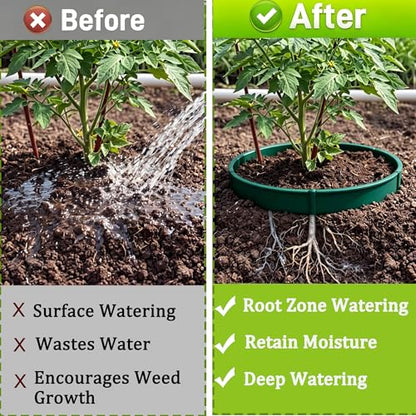 24 Pieces Planting Grow Rings, Interlocking Garden Ring Plant Rings for Outdoor Plants, Diameter Range 8.2-15.7 Inches, Green Adjustable Planting Ring for Garden Edging and Soil Moisture Retention