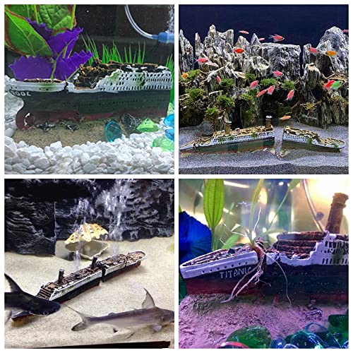 M2cbridge Antique Roman Column Ruins European Castle Aquarium Decorations Fish Tank Hideout Rocks(Titanic Shipwreck)