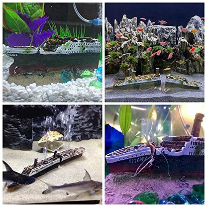 M2cbridge Antique Roman Column Ruins European Castle Aquarium Decorations Fish Tank Hideout Rocks(Titanic Shipwreck)