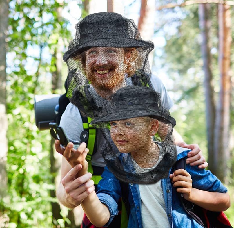 Premium Kids Mosquito Head Net for Insect, 2 Pack, Fly & Bug Protection | Ultra Large & Long, Extra Fine Holes for Camping, Hiking, Fishing, Safari, Fits All Hats for 5-12 yrs Children - style: 2-Pack (Kids)