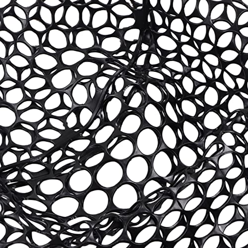 OUKENS Fishing Net, 14.9in x 12.6in Black Rubber Replacement Fish Nets, Deepened Soft Flexible Foldable Fishing Landing Mesh Without Handle for Angler Freshwater Saltwater