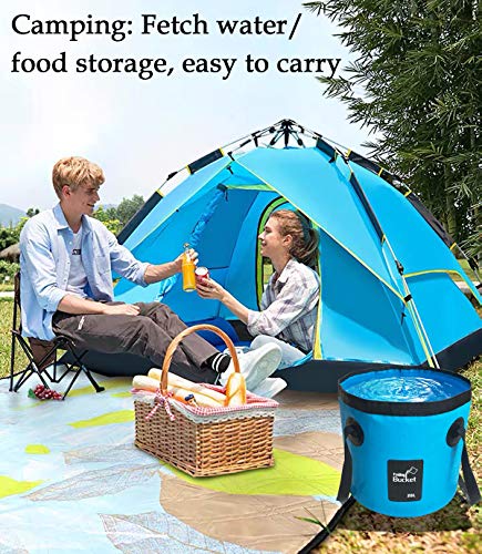 Sunglow Collapsible 5 Gallon Multifunctional Portable Fishing Bucket - Wash Basin Folding Bucket - Water Container for Fishing-Camping-Gardening (20L/5gallon(Blue)) - color: 20l/5gallon(blue)