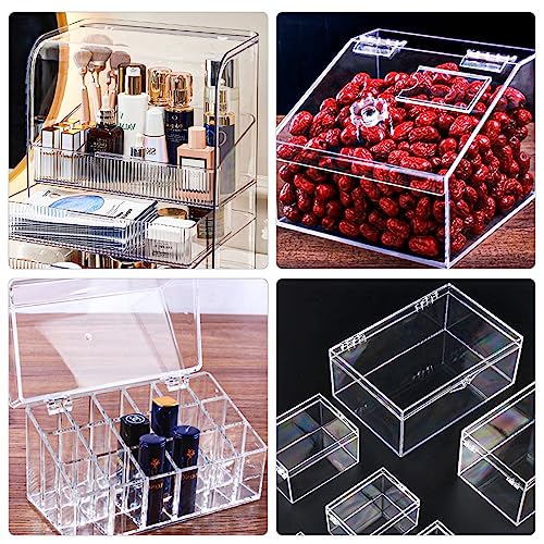 12 Pcs Plastic Acrylic Hinges - Self Adhesive Clear Small Hinges for Cabinet Aquarium Lid Furniture Display Stand, 35x30mm