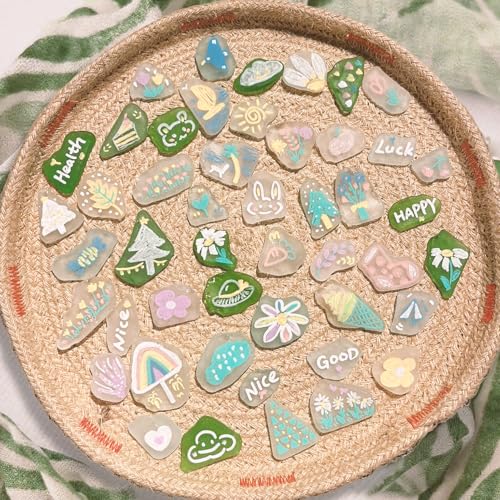 Large Caribbean Blue Sea Glass Pieces for Crafts, 31 oz Non-Dyed Frosted Glass, 1.2–2 in Beach Glass Look for Christmas Tree DIY, Wreath Decor, Vase Filler, Centerpieces & Coastal Decor