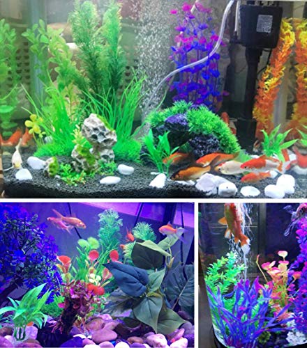 Artificial Aquatic Plants 11 Pcs Small Aquarium Plants Artificial Fish Tank Decorations，Used for Household and Office Aquarium Simulation Plastic Hydroponic Plants