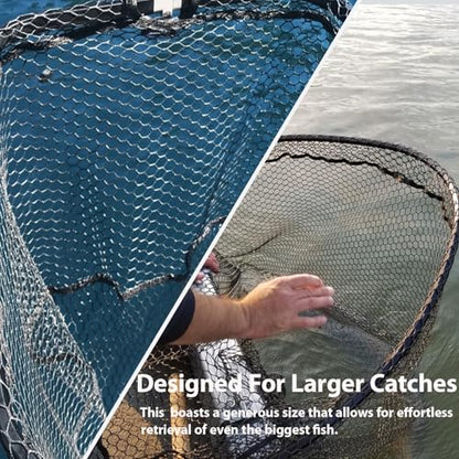 Rubber Coated Replacement Fishing Net Hook Resist for Landing Net, 24" to 36" Deep Net for Larger Catches - size: M:25"Dia.-32"Depth-81"Circumference