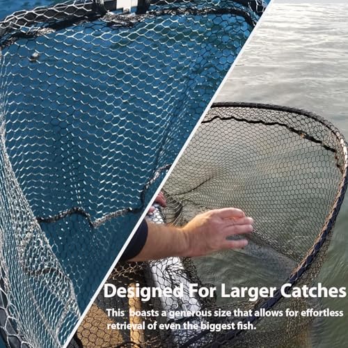 Rubber Coated Replacement Fishing Net Hook Resist for Landing Net, 24" to 36" Deep Net for Larger Catches - size: XL:34.6"Dia.-36"Depth-109"Circumference