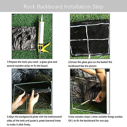 4pcs Rock Terrarium Background,3D Reptile Tank Background Board,Amphibian Stereo Backdrop Wall,Lizard Snake Gecko Spider Chameleon Turtle Fish pet silo Background Decorative Panel - color: brown-11.8"*8.8"（4pcs）