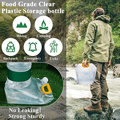 Jingmore 1.3 Gallon Collapsible Water Storage Bag Emergency Jug Container Clear Plastic Water Bladder for Outdoor Sport Camping Hiking No Leak, Freezable, Odorless, Flat Folding